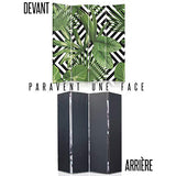 Feeby Frames Paravent déco Feuilles Impression 1 Face 3 Panneaux Vert 110x150 cm
