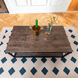 MEUBLE COSY Tables Basses Salon avec étagère Industriel Rectangulaire Bout de Canapé en Bois d'ingénierie et Cadre en Métal, Marron, 110x60x43cm