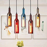 Raelf 5 têtes de verre Creative couleur Plafond d'éclairage Bouteille de vin Pendant Light Personality restaurant Suspension Fixture Loft Café Bar industriel Ferme Lustre Luminaires Décoration Lustre
