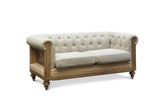 Canapé Chesterfield Montaigu 2 Places Gris - Bois Massif, Haute résistance, Grand Confort d'assise | Le Confort d'un Sofa Original, irrésistiblement rétro - Beige (L82 x H165 x P73 cm)