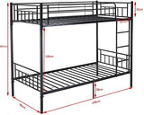 Métal lit simple superposé 2 personnes chambre à deux lits enfants de cadre de lit meubles,Black