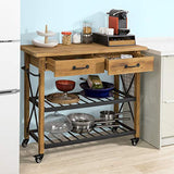 SoBuy® FKW57-N Table Console Chariot de Service Desserte à roulettes Commode Roulant pour Cuisine et Salon 2 tiroirs et 2 étagère