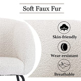 Wahson Fauteuil à Manger Chaise de Salle à Manger Chaise de Loisirs Chaise en Velours pour Chambre à Coucher/Coiffeur (Blanc-Fausse Fourrure)