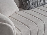 Vente-unique - Canapé 3 Places en Tissu Bouclette Blanc cassé ELFIRA