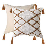 LOMOHOO Housses de Coussin décoratif pour canapé-lit, taies d'oreiller carrées en Coton avec Pompons, Oreiller de Coussin Boho pour Salon, 18 x 18 Pouces café (1pc) (Coffe)