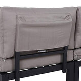 Outsunny Ensemble Salon de Jardin d'angle Design Contemporain 5 Places Coussins Marron Table Basse alu. Noir et Imitation Bois