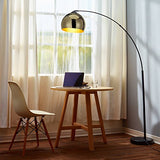 Lampadaire Arquer Arc Lampe De Sol Abat-jour Doré Pied Marbre Noir VN-L00012-EU