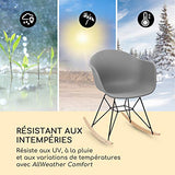 blumfeldt Skandi - 2 fauteuils à Bascule relaxants, Look rétro des années 70, Cadre en Fer, Siège en polypropylène résistant, Véritables Patins en chêne, Résistant aux intempéries, Gris