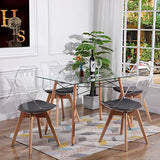 IPOTIUS Table Rectangulaire Salle à Manger en Verre Scandinave 4 à 6 Personnes Table de Cuisine Moderne avec Pieds en Bois et Cadre en Métal,110x70X75cm