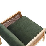 HOMIFAB Fauteuil en cannage et Velours côtelé Vert - Mani