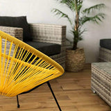 Alice's Garden Fauteuil Acapulco Forme d'oeuf - Jaune - Fauteuil 4 Pieds Design rétro, Cordage Plastique, intérieur/extérieur