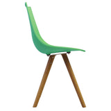 Scandi Retro Style Designer Chaise en plastique avec pieds en bois, menthe poivrée, H: 82cm W: 47.5cm D: 44cm. SEAT HEIGHT 48CM