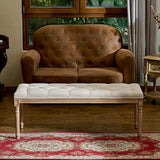 VONLUCE Banc Banquette Design Classique, Banc Rembourrée en Tissu, Banc Capitonné en Lin et Bois Massif pour Chambre Salle à Manger Salon Couloir Piano (120 x 40 x 46 cm)