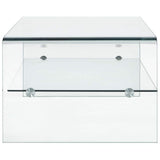 Tidyard Table Basse Verre Trempé | Table Basse Salon 98 x 45 x 31 cm avec 1 Étagère