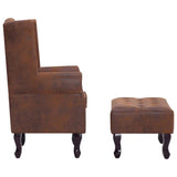 Tidyard Fauteuil Chesterfield avec Repose-Pieds en Simili Cuir Daim Touche de Confortable et Durable Marron
