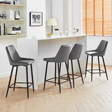 TUKAILAi Lot de 2 tabourets de bar en velours avec siège et dossier rembourrés - Chaises de comptoir de cuisine, tabourets de bar avec pieds et repose-pieds en métal noir pour salle à manger, bar,
