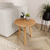 Gozos Oviedo Table Basse Gigognes, Lot de 2 | Table d'appoint Bout de Canapé Élégante en Bois de Hêtre Massif | Table Basse Idéal pour la Décoration de Style Boho | Tabouret à Fleurs | Ø 40 + 60 cm