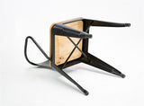 Tabouret de bar bois massif tabouret haut cuisine salle à manger chaise dossier chaise haute loisirs siège rétro table ronde rétro design industriel (Couleur : NOIR)