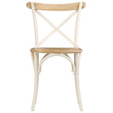 vidaXL 2X Bois Manguier Solide Chaise à Dossier Croisé Blanc Chaise de Cuisine