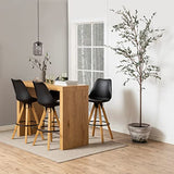 Marque Amazon - Movian Arendsee - Lot de 2 tabourets de bar, 55 x 48,5 x 111,5 cm (longueur x largeur x hauteur), Noir/ pieds en hévéa finition chêne huilé
