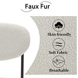 Wahson Lot de 2 Chaise Salle à Manger en Peluche Chaise de Cuisine Moderne Rembourré avec Pieds en Métal, Chaise de Salon pour Cuisine/Restaurant, Blanc
