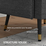 HOMCOM Fauteuil scandinave Dossier capitonné avec Passepoil en Tissu 76 x 68 x 80 cm | Gris et Pieds en métal Noir et doré