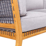 Tousmesmeubles Fauteuil + Pouf d'extérieur Teck/Corde - BIAK - L 66 x l 141 x H 73 - Neuf