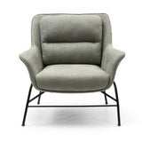 Tousmesmeubles Fauteuil avec accoudoirs Vert Gris Tissu/Métal - TEULAT Sadira - L 88 x l 84 x H 87 - Neuf