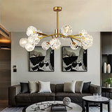 PaRfco Lustre Spoutnik en cristal avec 15 lumières, lustres en laiton, luminaire moderne en or pour salle à manger, salon