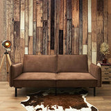 AltoBuy Flip - Canapé Convertible Bois d'Eucalyptus Tissu Marron