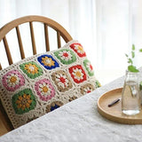 dedepeng Housse de coussin en crochet faite à la main - 45 x 45 cm - Carré - Pour la maison, la chambre à coucher, le bureau - Décorative