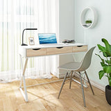 WOLTU TS40ws Bureau Table 110x50x75 cm avec 3 tiroirs,Bureau d'ordinateur Table de Travail en MDF et Acier,Blanc