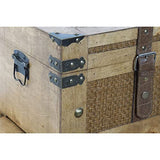 Wadiga Set de 3 Malles de Rangement Bois et Toile Marron
