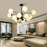 Lampe À Suspension E27 Moderne Décoration créative Salon Pendentif Lumière Fer forgé Pendante Lumière Boule De Verre Plafonnier Abat-Jour Blanc Bureau Cuisine Chambre À Manger bar Lustre
