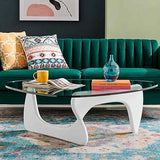 OM-PDD Table Basse Design Salon, Table Basse Transparente Salon, Table Basse Verre Trempé Design Moderne, Table Basse Industrielle, 50x37.5x16in