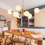 ENXING Lampe à Suspendre Grand Salon Lustre E27 Moderne Fer Suspension Luminaire sphérique Chambre à Coucher Lampe de Salle à Manger Abat-Jour Verre Eclairage moléculaire Bar Café Plafonnier