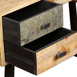 Festnight Bureau Vintage en Bois de Teck de Récupération Massif avec Tiroir 110 x 50 x 76 cm
