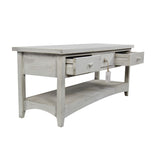 Meuble Console Bois Cerusé Blanc 3 Tiroirs 110x38x45cm - Décorations d'Autrefois