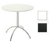 CLP Table de Bistro Ronde MARVILLE Ø 80 cm Hauteur de 75 cm Piètement en Métal Stable I Plateau de Table en Bois MDF I Table de Terrasse et Balcon Ronde Blanc