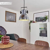 HOFSTEIN Suspension Hora en métal gris effet rouille et base aspect bois, lampe pendante retro-industrielle, hauteur ajustable, max. 109 cm, pour 1 ampoule E27, ampoule(s) non incluse(s)