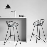 lxn Tabouret de bar Noir de simplicité Moderne, chaises Hautes de Salle à Manger rembourrées avec Tabouret Haut et Dos Creux, Pieds de Coussin en Coton Gris - 1pcs