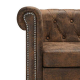 vidaXL Canapé Chesterfield en Forme de L Cuir Daim Synthétique Marron Sofa