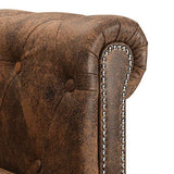 vidaXL Canapé Chesterfield en Forme de L Cuir Daim Synthétique Marron Sofa
