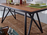 Wohnling Table de salle à manger en bois massif et métal - 180 x 77,5 x 90 cm - Table de cuisine Loft massif - Table en bois avec structure en métal - Noir