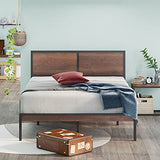 ZINUS 30 cm Mory Sommier plateforme en bois et en métal avec tête de lit en deux parties | Support à lattes en bois | Facile à monter | 180 x 200 cm | Marron