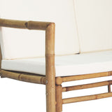 Festnight Banc en Bambou 2 Places avec Coussin pour Salon de Jardin 115 x 65 x 72 cm