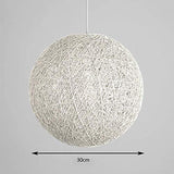 ✨Modern barre de personnalité treillis osier rotin Globe boule Style plafond pendentif lumière abat-jour créatif, café-restaurant, chambre, restaurant simple décoration éclairage (White, 30cm)