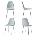 Hallowood Furniture Cullompton Lot de 4 chaises de salle à manger rembourrées en tissu gris avec pieds en métal robuste finition argentée pour salle à manger, chaises modernes et élégantes pour la