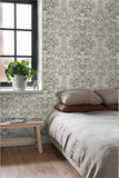ESTAhome papier peint fleurs vintage sable beige et vieux rose - 139418-50 x 900 cm