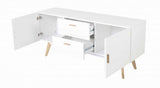 ACTUAL DIFFUSION Buffet Blanc 2 Portes 2 Tiroirs 4 Pieds Chêne Vintage, 40x160x70 cm
